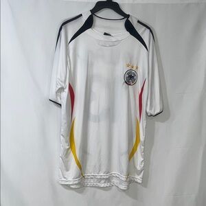Men's White Jersey with Black, Red, and Yellow Details